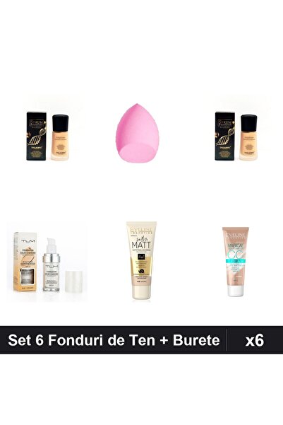TLM Set 6 Fonduri de Ten Serum SPF15, Eveline Cosmetics, Nuante 103-105, Bază...