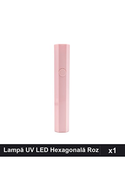 NAİLS Lampă UV LED Hexagonală pentru Gel Unghii, Roz, 1 Buc, Manichiură Profe...