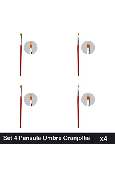 NAİLS Set 4 Pensule Gel Ombre Oranjollie, Manichiură Profesională, Aplicare G...