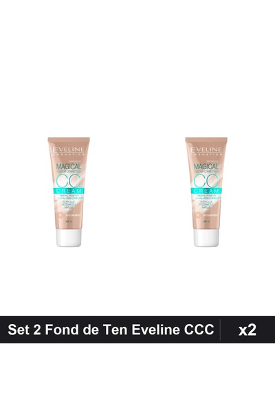 Eveline Set 2 Fond de Ten CCC Magical 53 Medium Beige 30ml, Acoperire Totală