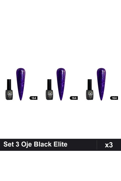 global fashion Set 3 Oje Semipermanente Black Elite 8ml, Manichiura UV/LED Pr...
