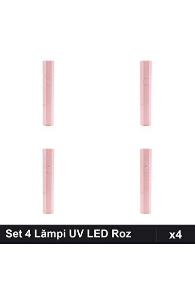 NAİLS Set 4 Lămpi UV LED Hexagonale Roz, Lampă-Lanternă Gel Manichiură Profes...
