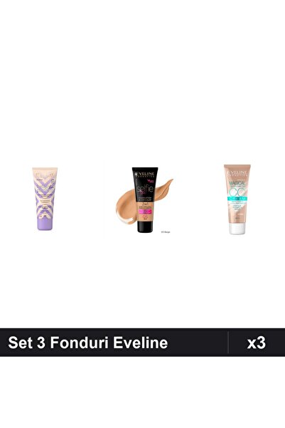 Eveline Set 3 Fonduri de Ten Eveline, Nuante Ivory Beige , 30ml x 3