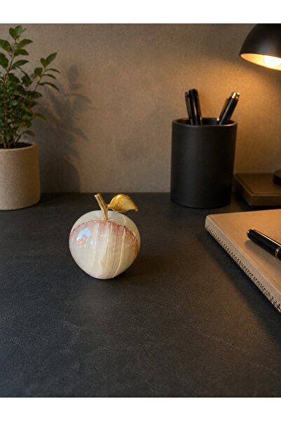 PEARL Modern Dekoratif Elma Biblo Gold Detaylı Masaüstü Obje