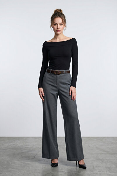 Fulla Moda High Waist Palazzo Trousers with Belt Detail