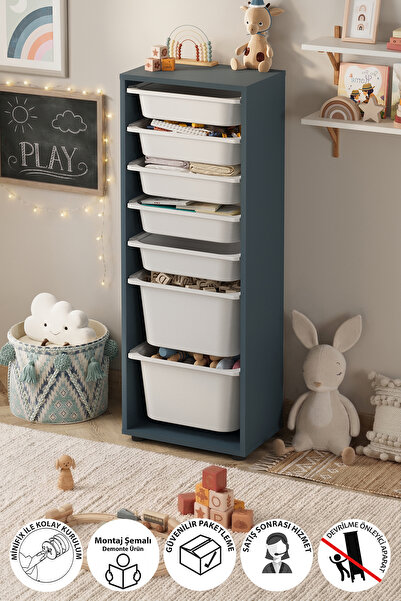7 Basket Cabinet Multipurpose Cabinet Toy Cabinet Pera Blue