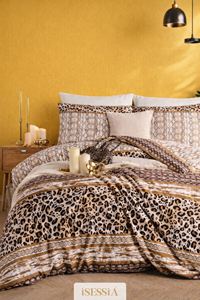 Isessia Safari Double Elastic Sheet Duvet Cover Set | Cotton |   200 X 220 cm