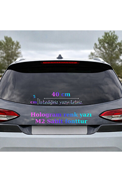 AlpiLeo Hologram - Kişiye Özel Araç Arka Cam Sticker - 40x5 cm Minimalist Yaz...