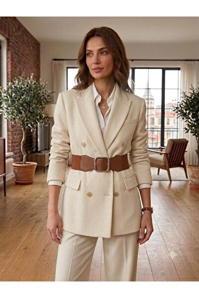 Fiori Silver Buckle Snap Elastic Women's Belt, Coat Belt, Shirt Belt, Dress Belt