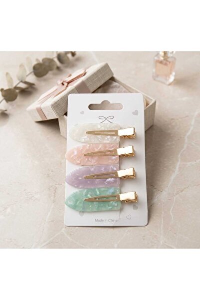 Daily Bazaar Kadın 4'lü Sedefli Pastel Renkli Makyaj ve İz Yapmaz Yan Saç Tok...