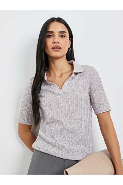 Styli Brown Melange Short Sleeves Polo T-Shirt