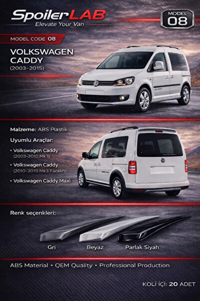 Fym Tc20-100009 Spoiler Abs Piano Black No:8 Vw Caddy 03-15 Imported Premium