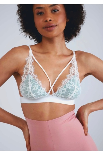 Herita Turquoise Lined Lace Bralet Bra