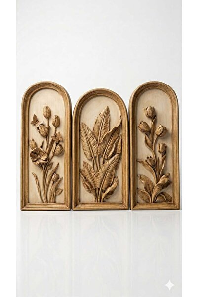 Tual Hobi Sanat Dekoratif Vintage Duvar Panoları (33x14cm) 3 Adet Dekorasyon ...