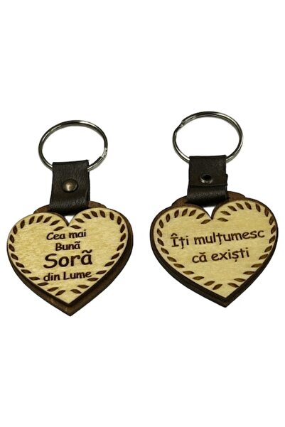 LimArt Personalized Keychain from MDF Wood and Leather, Heart Shape, Model "B...