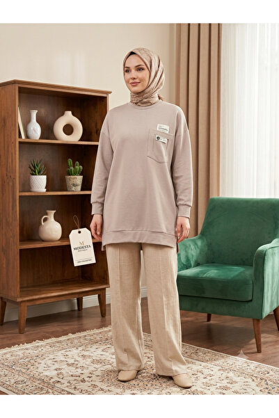 GÜLAY BUTTİK Beige Tunic with Pocket Detail