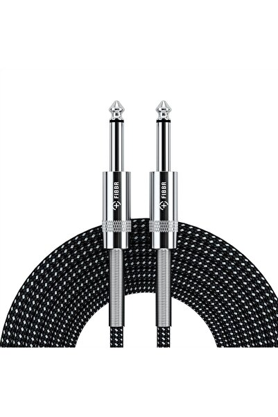 Fibbr Cablu stereo de chitară de 6.35mm - 5m - Împletit din nailon - Mufă TRS...