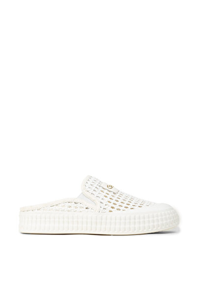 Deery Women's White Knitted Detailed Slippers