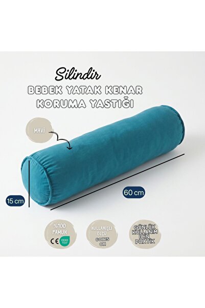 JOYFUL KIDS Cylinder Baby Bed Edge Protection 100% Cotton Antiallergic Blue