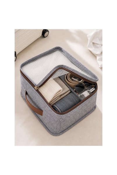 Pixue 7-Piece Leather Detailed Premium Luggage Organizer Set with Mesh Zipper, Pvc Window and Shoe Bag