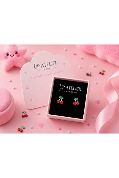 Up Atelier 925 Ayar Gümüş Kiraz Model Çocuk Küpesi