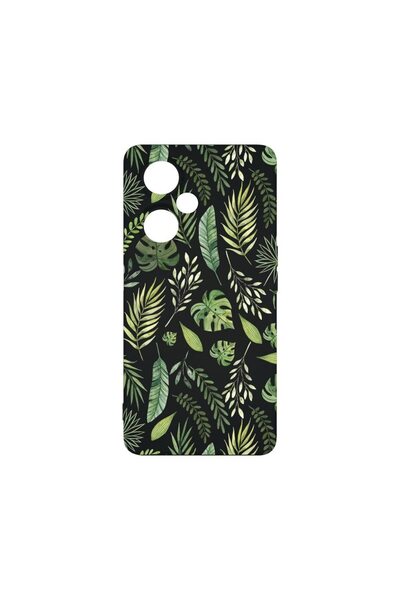 bestcase Премиум силиконов калъф, съвместим с OPPO A59 5G, със зелени листа, ...