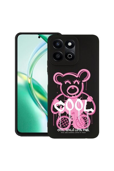 bestcase Калъф за Honor 200 Smart, Тънък силиконов, Мече в готино розово, Защ...