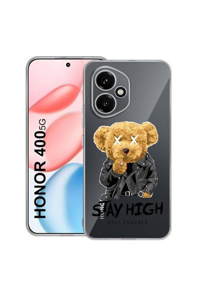 bestcase Διαφανής Θήκη Σιλικόνης για Honor 400, Stay High Teddy Bear, 2036423...