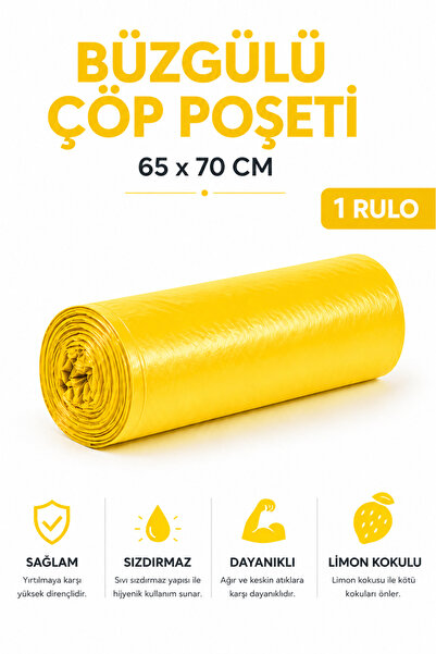 MSE HOLD Büzgülü Çöp Poşeti Limon Kokulu 65×70 cm Büyük Boy 1 Rulo Dayanıklı ...