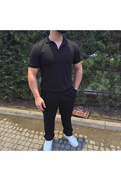 MODA Men's Polo Collar T-Shirt and Baggy Fabric Trousers Combination