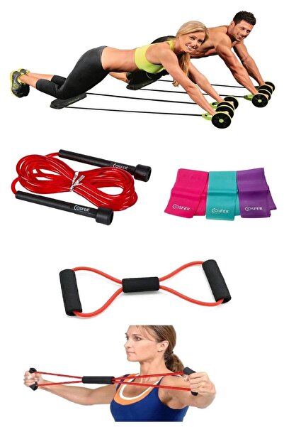 Nadom 4'lü Set Göbek Eritme Spor Aleti Kas Germe Güçlendirme Pilates Bandı Se...