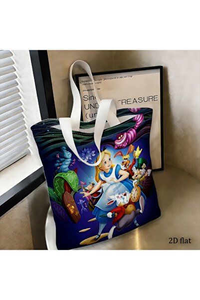 Choice 35cmx40cm 1pc 1pc Alice in Wonderland Character Collage Tote Bag, reus...