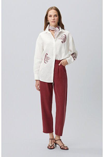 Network Vişne Tencel Karışımlı Casual Pantolon