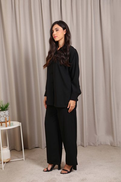 Nikias Black Soft Crepe Trouser Set – Elegant Everyday Comfort