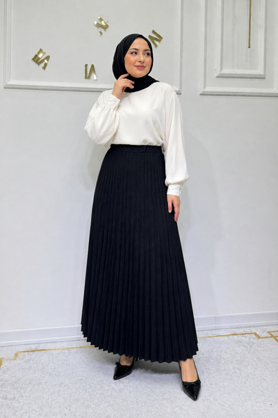 ModaMinar تنورة نسائية مطوية ومبطنة بالكامل