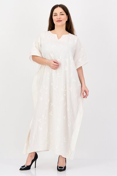 Rufaya Women Textured Maxi Dress, Beige