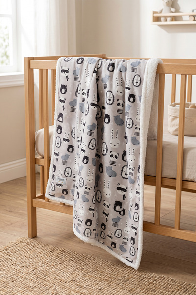Fluffy Baby Blanket 80x100 Cm Cartoon Swaddle Stroller Double Sided Sheepskin Blanket 100x80