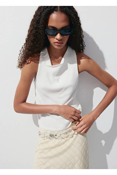 MANGO Woman Drape yaka triko bluz