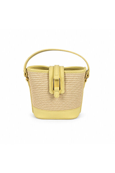 Zuna Studio Orijinal Hasır Butter Yellow Kova Model Gold Toka Detaylı Kadın E...