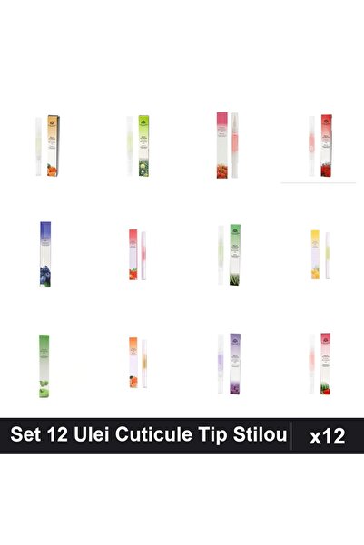 NAİLS Set 12 Ulei Cuticule Tip Stilou - Portocală, Măr, Cireșă, Trandafir, Af...