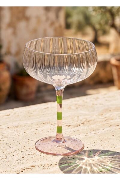 The Mia Footed Glass Ice Cream Bowl Pink Green 240 ml