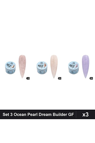 global fashion Set 3 Ocean Pearl Dream Builder 15g - Nr.10, Nr.03, Nr.08