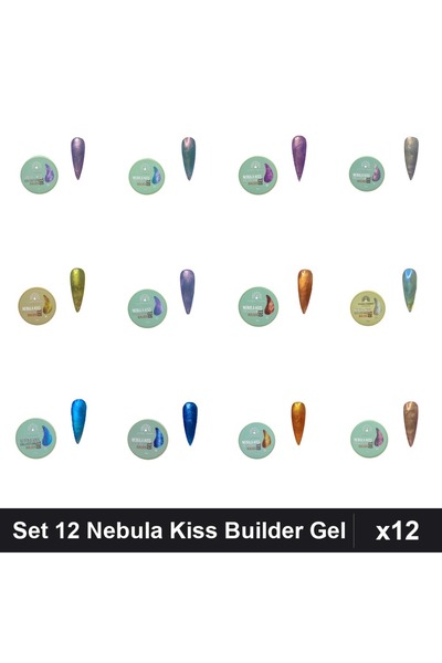global fashion Set 12 Nebula Kiss Builder Gel 15g - Nr.02 Nr.03 Nr.04 Nr.05 N...