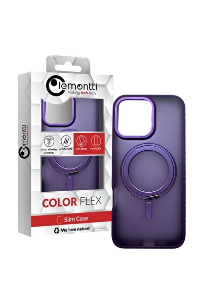 lemontti Husa Shield MagSafe iPhone 16 Pro Max Mov, cu suport rotativ 360 grade