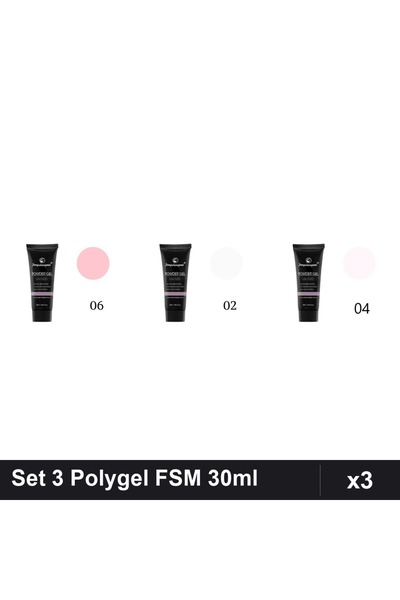 FSM Set 3 Polygel 30ml - Nr.02, Nr.04, Nr.06 - Constructie Unghii