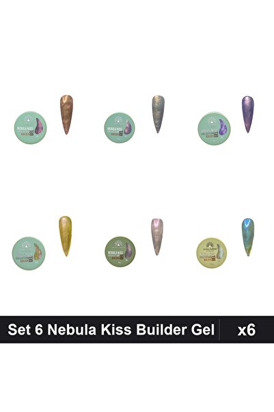 global fashion Set 6 Nebula Kiss Builder Gel 15g - Nr.01 Nr.02 Nr.04 Nr.06 Nr...