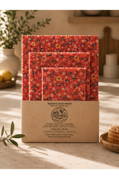 DeDeBal Natural Living Balmumlu Mutfak Bezi – 3’lü Set (S / M / L) – El Yapım...