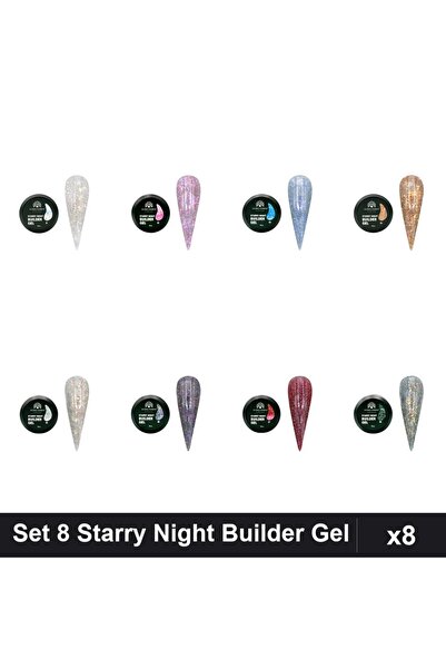global fashion Set 8 Starry Night Builder Gel 15g - Nr.01-08 Constructie Unghii