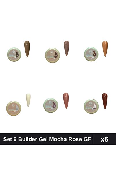 global fashion Set 6 Mocha Rose Builder Gel 15g - Nr.01 Nr.03 Nr.05 Nr.08 Nr....