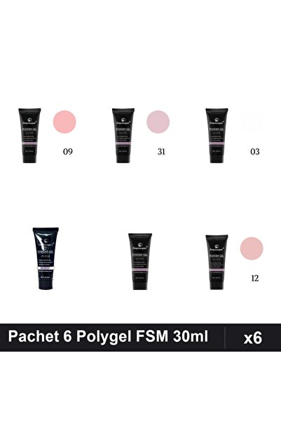 FSM Set 6 Polygel 30ml - Nr.01, Nr.03, Nr.09, Nr.12, Nr.14, Nr.31 - Constructie
